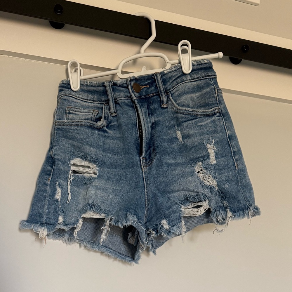 Altar'd State Blue Distressed Jean Shorts